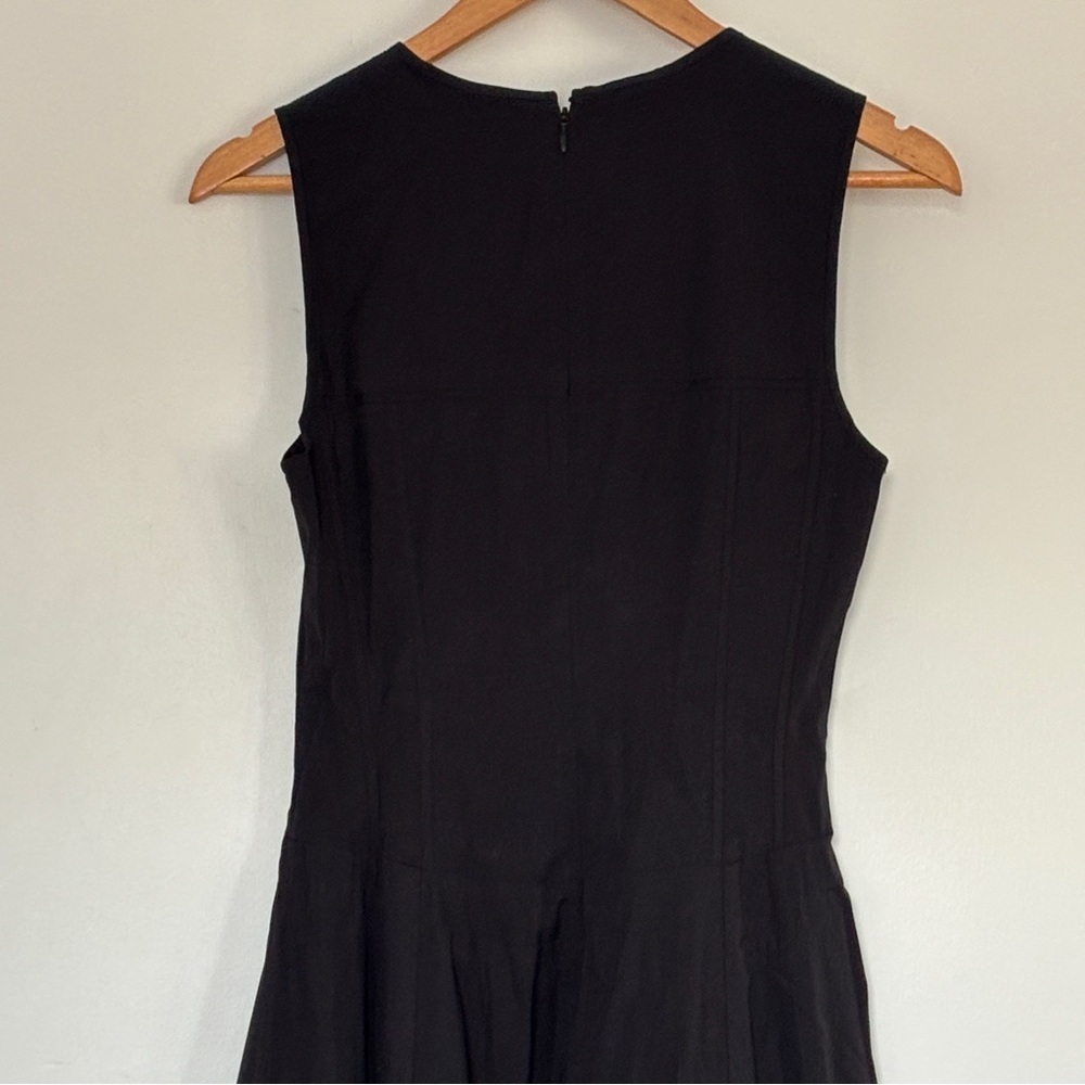 NWT Madewell V-Neck Black Midi dress Circle skirt A line fit & flare sleeveless - Picture 11 of 15